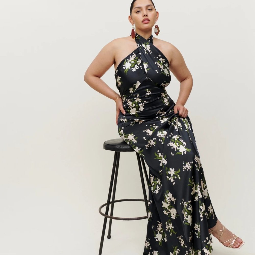 NWOT Reformation Veria Silk Dress in Orchids sz 4